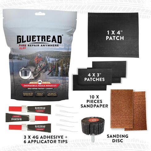 GlueTread Snowmobile Paddle Repair Kit - Reinforce & Repair Torn Snowmobile Paddles - Garage-Ready Track Repair System - Snowmobile Accessories & Gear in Kuwait