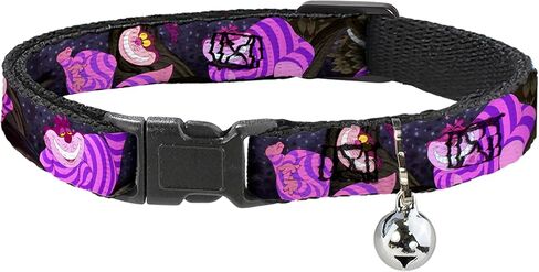 Buckle-Down Breakaway Cat Collar - Cheshire Cat Tree Poses - 1/2" Wide - Fits 8-12" Neck - Medium in Kuwait