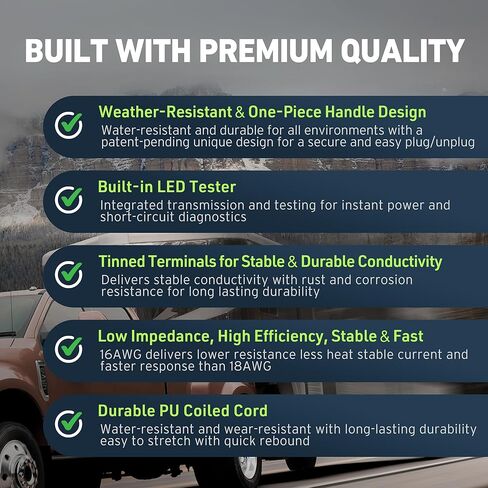 TREGEN 47102 8FT 7-Way RV Blade Vehicle-Side to 4-Way Flat Trailer Wiring Adapter Extension Harness with LED Tester, Magnetic Base, Water-Resistant Fiberglass Housing, Tinned Brass Terminals in Saudi Arabia