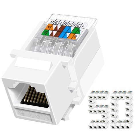 CAT6 RJ45 Keystone Jacks Tooless 12-Pack ، موصلات RJ45 أنثى ، Ethernet Keystone Jack No Punch-Down Tool مطلوبة (وليس للوحة التصحيح) ، أبيض in Kuwait