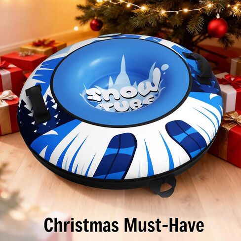 زلاجة أنبوبية للثلج مع غطاء قماشي فاخر، أنابيب ثلج شديدة التحمل للتزلج، زلاجة ثلجية قابلة للنفخ مقاس 47 بوصة للأطفال والكبار، تصميم قابل للسحب مع طبقة حماية سفلية معززة، متعة الشتاء في الهواء الطلق in Kuwait