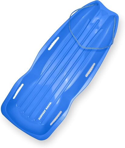Slippery Racer Downhill Sprinter Flexible Kids Toddler Plastic Cold-Resistant Toboggan Snow Sled with Pull Rope and Handles, Blue in Saudi Arabia