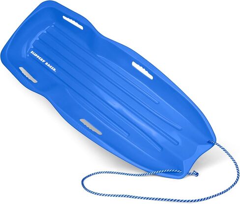 Slippery Racer Downhill Sprinter Flexible Kids Toddler Plastic Cold-Resistant Toboggan Snow Sled with Pull Rope and Handles, Blue in Saudi Arabia