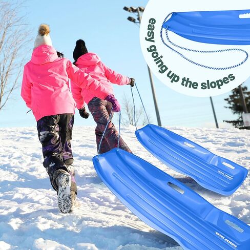Slippery Racer Downhill Sprinter Flexible Kids Toddler Plastic Cold-Resistant Toboggan Snow Sled with Pull Rope and Handles, Blue in Saudi Arabia