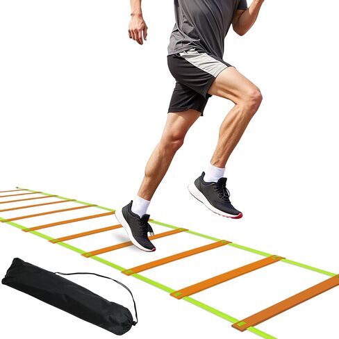 20ft Adjustable Agility Speed Ladder Training Ladder with Carry Bag - Soccer, Speed, Football Fitness Feet Training - Agility Training Equipment for Footwork Drills in Kuwait