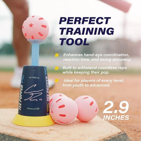 كرات بيسبول بلاستيكية من Bandit Sports Coach RAC Popper، مصنوعة من مواد مقاومة للصدمات والارتداد، كرات بيسبول مثالية للتدريب على البيسبول (6 عبوات) in Kuwait