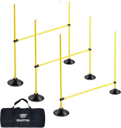 SEAOTTER Agility Hurdles 4FT Detachable Adjustable Sports Speed Training Hurdles with Rubber Base, Wickets Track and Field, Fitness Equipment for Plyometric, Soccer, Kids, Athletes, Physical Therapy in Kuwait