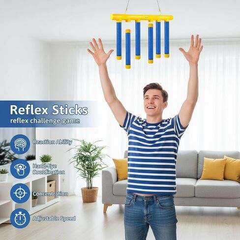 Reflex Drop Sticks Challenge, Falling Sticks Reaction Training Tool, Adjustable Speed Catching Sticks for Hand Eye Coordination & Reaction Time Boost in Adults in Kuwait