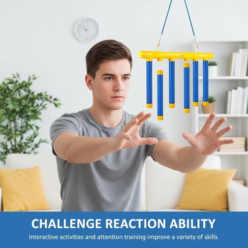 Reflex Drop Sticks Challenge, Falling Sticks Reaction Training Tool, Adjustable Speed Catching Sticks for Hand Eye Coordination & Reaction Time Boost in Adults in Kuwait