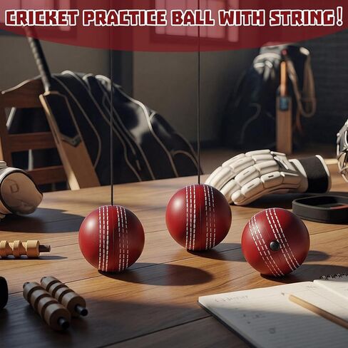 3 Pcs Cricket Hanging Ball PU Cricket Practice Ball with Cord for Outdoor Indoor Practice Hand Eye Coordination Easy to Hang Enhances Batting Skills Family Fun Honing Skills in Kuwait