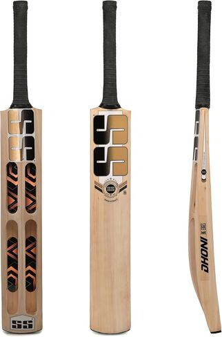 SS Premium DHONI Strike 7 Cricket Kashmir Willow Leather Ball Cricket bat ' Adult Size - Short Handle (Bat Cover Included) in Kuwait