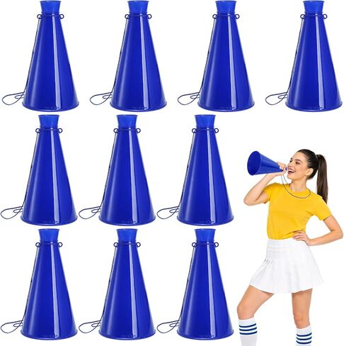 10 Pieces Cheer Megaphone, Plastic Megaphone Cheering Horn Trumpet, Shouting Cone Noisemaker for Adults Cheerleader Celebrations Party Accessories Sports Match Game in Kuwait