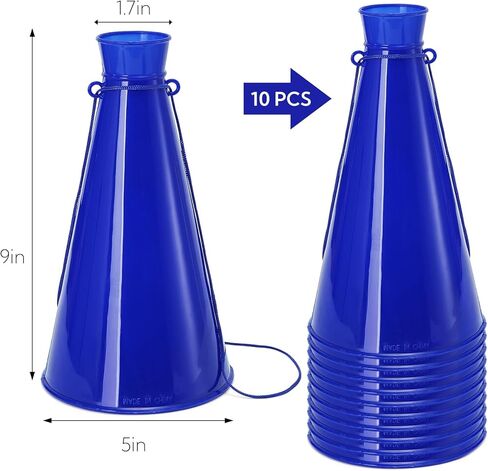 10 Pieces Cheer Megaphone, Plastic Megaphone Cheering Horn Trumpet, Shouting Cone Noisemaker for Adults Cheerleader Celebrations Party Accessories Sports Match Game in Kuwait
