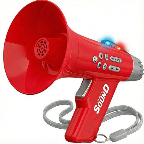 Voice Changer Megaphone for Kids, Pink, 4 Voice Modes with Colorful Lights, Volume and Echo Controls, Includes Neck Strap, Ages 3-8 (Red) in Saudi Arabia