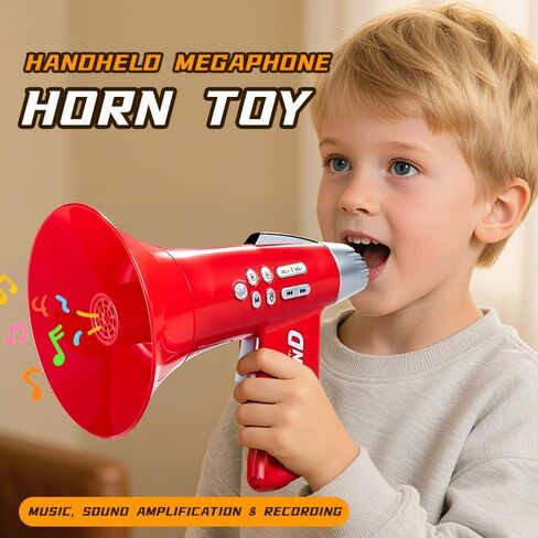 Voice Changer Megaphone for Kids, Pink, 4 Voice Modes with Colorful Lights, Volume and Echo Controls, Includes Neck Strap, Ages 3-8 (Red) in Saudi Arabia