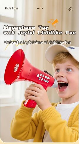 Voice Changer Megaphone for Kids, Pink, 4 Voice Modes with Colorful Lights, Volume and Echo Controls, Includes Neck Strap, Ages 3-8 (Red) in Saudi Arabia