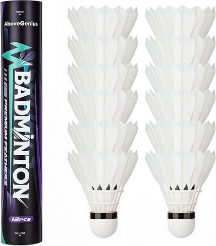 Goose Feather Badminton Birdies 6/12 Pack, Badminton Shuttlecocks with Stability Durability, High Speed Shuttle Balls for Indoor Outdoor Backyard Practice Training in Kuwait
