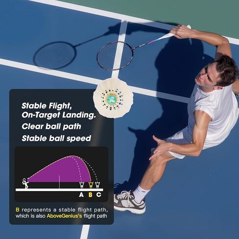 Goose Feather Badminton Birdies 6/12 Pack, Badminton Shuttlecocks with Stability Durability, High Speed Shuttle Balls for Indoor Outdoor Backyard Practice Training in Kuwait