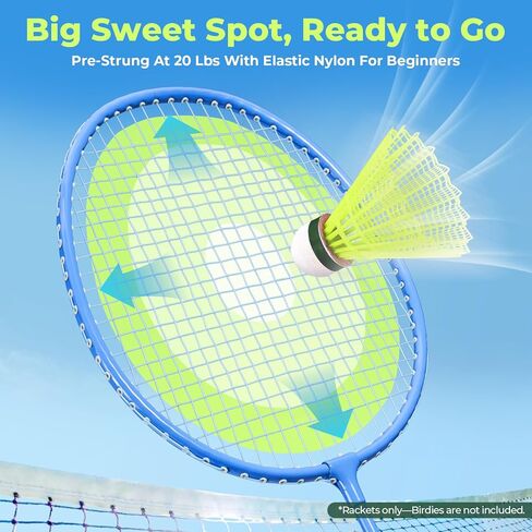 مجموعة مضارب كرة الريشة مكونة من قطعتين، مجموعة كرة الريشة خفيفة الوزن لألعاب الفناء الخلفي في الهواء الطلق، مضرب محمول للمبتدئين من العائلة والبالغين والمراهقين in Kuwait