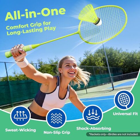 مجموعة مضارب كرة الريشة مكونة من قطعتين، مجموعة كرة الريشة خفيفة الوزن لألعاب الفناء الخلفي في الهواء الطلق، مضرب محمول للمبتدئين من العائلة والبالغين والمراهقين in Kuwait