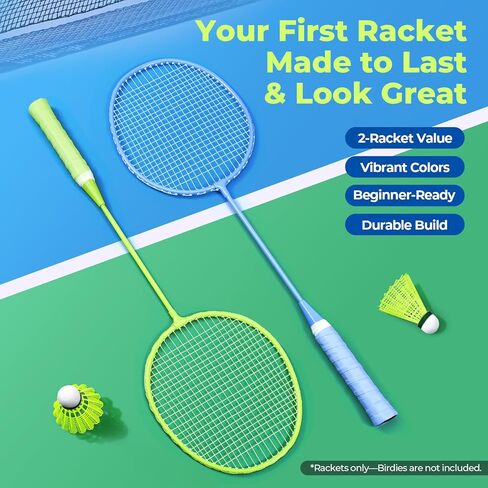 مجموعة مضارب كرة الريشة مكونة من قطعتين، مجموعة كرة الريشة خفيفة الوزن لألعاب الفناء الخلفي في الهواء الطلق، مضرب محمول للمبتدئين من العائلة والبالغين والمراهقين in Kuwait
