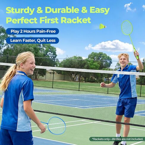 مجموعة مضارب كرة الريشة مكونة من قطعتين، مجموعة كرة الريشة خفيفة الوزن لألعاب الفناء الخلفي في الهواء الطلق، مضرب محمول للمبتدئين من العائلة والبالغين والمراهقين in Kuwait