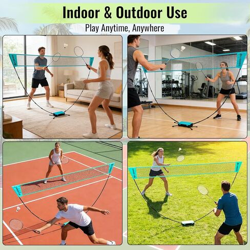 مجموعة شبكة كرة الريشة المحمولة للفناء الخلفي - إعداد خالٍ من الأدوات لمدة 60 ثانية، شبكة قائمة بذاتها بطول 5 أقدام، 1.98 رطل، صندوق تخزين مدمج، ألعاب للأطفال والعائلة في الهواء الطلق - الشاطئ، الحديقة، الممر، داخلي (أزرق) in Kuwait