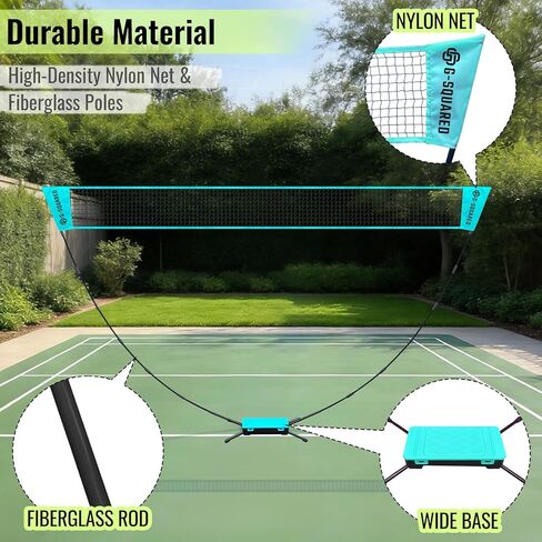 مجموعة شبكة كرة الريشة المحمولة للفناء الخلفي - إعداد خالٍ من الأدوات لمدة 60 ثانية، شبكة قائمة بذاتها بطول 5 أقدام، 1.98 رطل، صندوق تخزين مدمج، ألعاب للأطفال والعائلة في الهواء الطلق - الشاطئ، الحديقة، الممر، داخلي (أزرق) in Kuwait