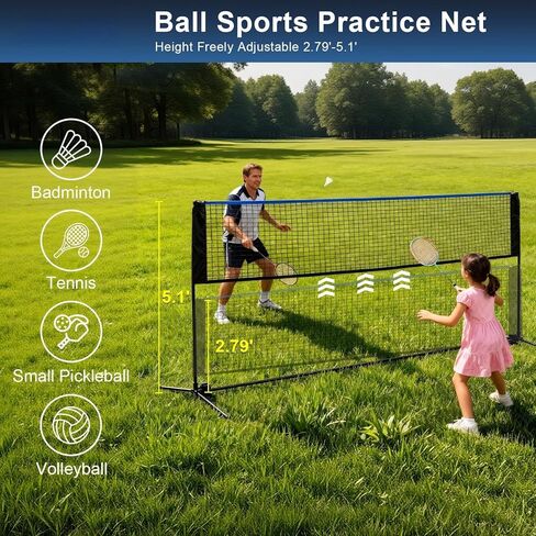 Portable Badminton Net Set, 10FT/14FT/17FT Wide, Adjustable Height Multi Sport Net for Pickleball, Tennis, Volleyball, Soccer Tennis, Indoor Outdoor with Carry Bag, Easy Setup for Backyard in Kuwait