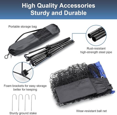 Portable Badminton Net Set, 10FT/14FT/17FT Wide, Adjustable Height Multi Sport Net for Pickleball, Tennis, Volleyball, Soccer Tennis, Indoor Outdoor with Carry Bag, Easy Setup for Backyard in Kuwait