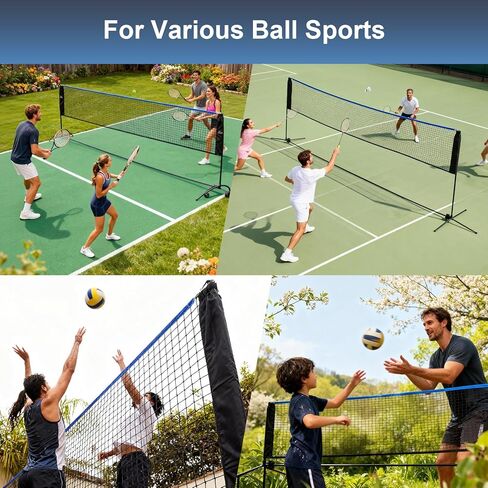 Portable Badminton Net Set, 10FT/14FT/17FT Wide, Adjustable Height Multi Sport Net for Pickleball, Tennis, Volleyball, Soccer Tennis, Indoor Outdoor with Carry Bag, Easy Setup for Backyard in Kuwait