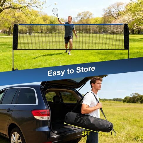 Portable Badminton Net Set, 10FT/14FT/17FT Wide, Adjustable Height Multi Sport Net for Pickleball, Tennis, Volleyball, Soccer Tennis, Indoor Outdoor with Carry Bag, Easy Setup for Backyard in Kuwait