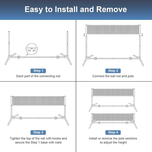 Portable Badminton Net Set, 10FT/14FT/17FT Wide, Adjustable Height Multi Sport Net for Pickleball, Tennis, Volleyball, Soccer Tennis, Indoor Outdoor with Carry Bag, Easy Setup for Backyard in Kuwait