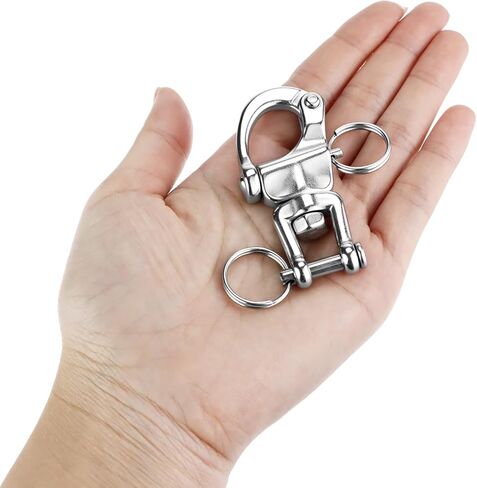 QWORK Jaw Swivel Snap Shackle Quick Release, 2 Pack 316 Stainless Steel Marine Hardware | 360° Rotation Clevis Pin | for Sailing Rigging, Spinnaker Halyards in Kuwait