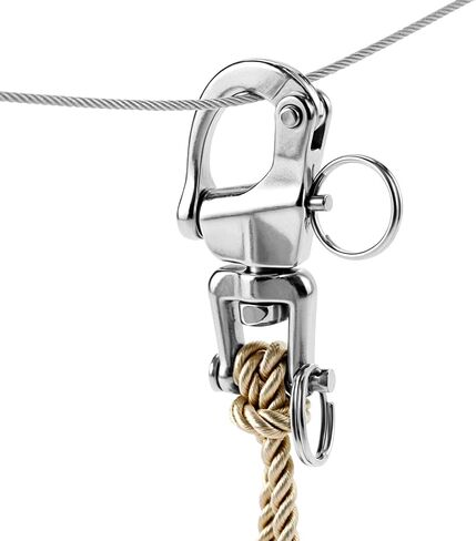 QWORK Jaw Swivel Snap Shackle Quick Release, 2 Pack 316 Stainless Steel Marine Hardware | 360° Rotation Clevis Pin | for Sailing Rigging, Spinnaker Halyards in Kuwait