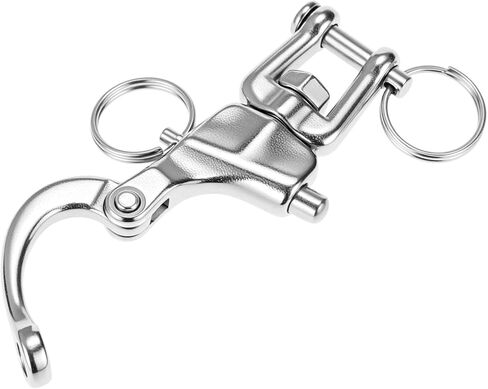 QWORK Jaw Swivel Snap Shackle Quick Release, 2 Pack 316 Stainless Steel Marine Hardware | 360° Rotation Clevis Pin | for Sailing Rigging, Spinnaker Halyards in Kuwait