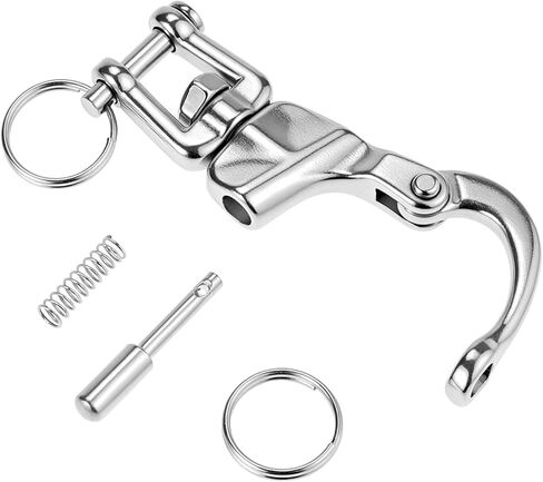 QWORK Jaw Swivel Snap Shackle Quick Release, 2 Pack 316 Stainless Steel Marine Hardware | 360° Rotation Clevis Pin | for Sailing Rigging, Spinnaker Halyards in Kuwait