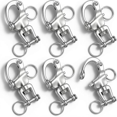 6 Pack Swivel Eye Snap Shackle, 316 Stainless Steel Clevis Swivel Jaw Swivel Shackle Marine Grade Sailing Halyard Shackle Quick Release Snap Hook for Boat Rigging Industrial Lifting Climbing in Kuwait