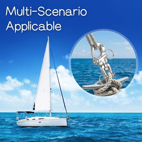 6 Pack Swivel Eye Snap Shackle, 316 Stainless Steel Clevis Swivel Jaw Swivel Shackle Marine Grade Sailing Halyard Shackle Quick Release Snap Hook for Boat Rigging Industrial Lifting Climbing in Kuwait