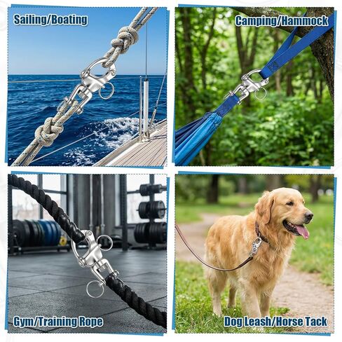 6 Pack Swivel Eye Snap Shackle, 316 Stainless Steel Clevis Swivel Jaw Swivel Shackle Marine Grade Sailing Halyard Shackle Quick Release Snap Hook for Boat Rigging Industrial Lifting Climbing in Kuwait