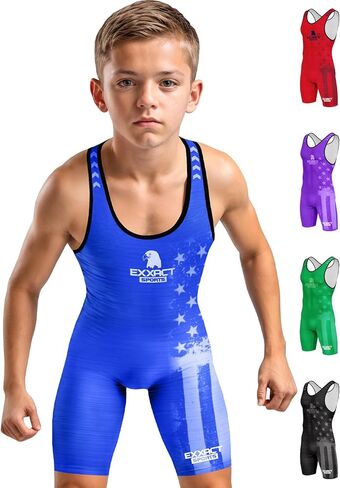 Exxact Sports Sublimated Youth Wrestling Singlet للأولاد، Premium Powerlifting Singlet، Kids Wrestling Singlets in Kuwait