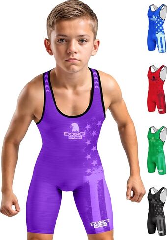 Exxact Sports Sublimated Youth Wrestling Singlet للأولاد، Premium Powerlifting Singlet، Kids Wrestling Singlets in Kuwait