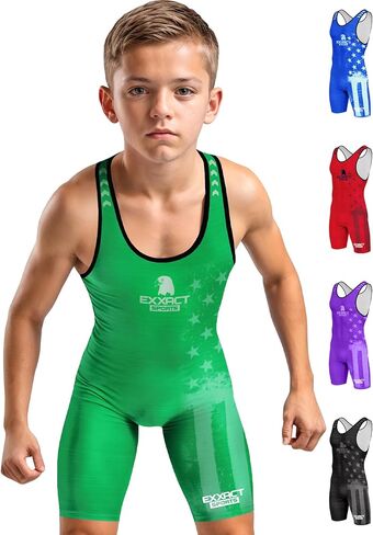 Exxact Sports Sublimated Youth Wrestling Singlet للأولاد، Premium Powerlifting Singlet، Kids Wrestling Singlets in Kuwait