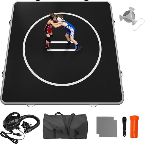 Inflatable Wrestling Mat 10FT×10FT×4IN for Home, PVC Air Cushion Wrestling Mats for Kids & Family, BJJ Mats for Home Training, Jiu Jitsu, MMA, Martial Arts, Grappling and Judo, Indoor & Outdoor in Saudi Arabia