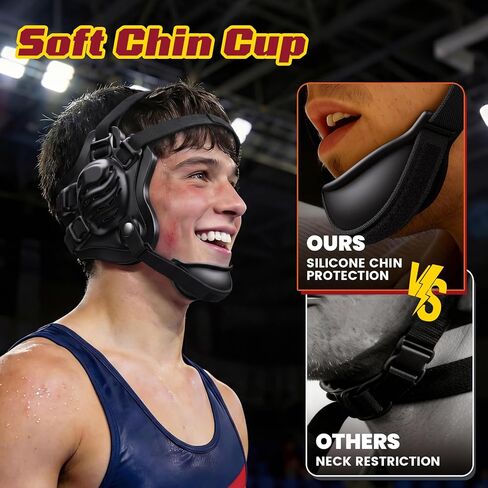 Wrestling Headgear for Youth & Adults (Age 10+), Quick-Adjust Secure Fit with Soft Chin Cup, Full-Cover Dual-Layer Ear Guards for Wrestling, MMA, BJJ & Jiu Jitsu in Saudi Arabia