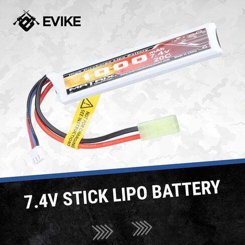 Evike Airsoft - Matrix High Performance 7.4V Stick Type Airsoft LiPo Battery (Model: 1000mAh / 15C / Small Tam & Long Wire) in Kuwait