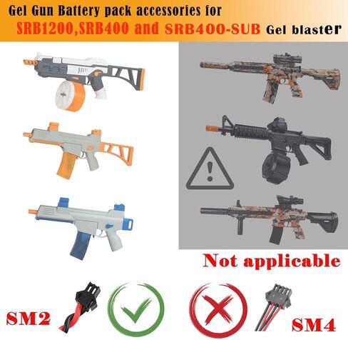 2 حزمة 7.4 فولت 2000 مللي أمبير بطارية ترشيش الكرة بندقية بطارية حزمة الملحقات ل SRB1200 400 400-SUB Airsoft أو لعبة مسدس الماء مع كابل شحن USB SM2P XH-3 التوصيل in Kuwait