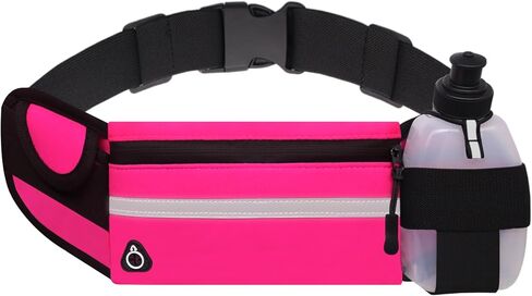 Running Belt with Water Bottle Holder, Plus Size Designer Waterproof Fanny Pack for Women Girls Kids iPhone Cell Phone Pouch, Waist Bag for Hiking,Runner,GYM,Workout,Sport Bum Hip Bags Pink in Kuwait