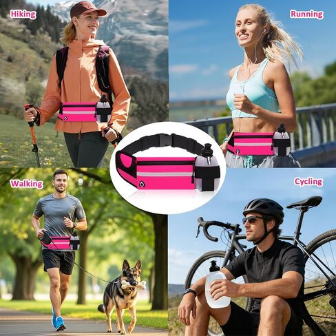 Running Belt with Water Bottle Holder, Plus Size Designer Waterproof Fanny Pack for Women Girls Kids iPhone Cell Phone Pouch, Waist Bag for Hiking,Runner,GYM,Workout,Sport Bum Hip Bags Pink in Kuwait