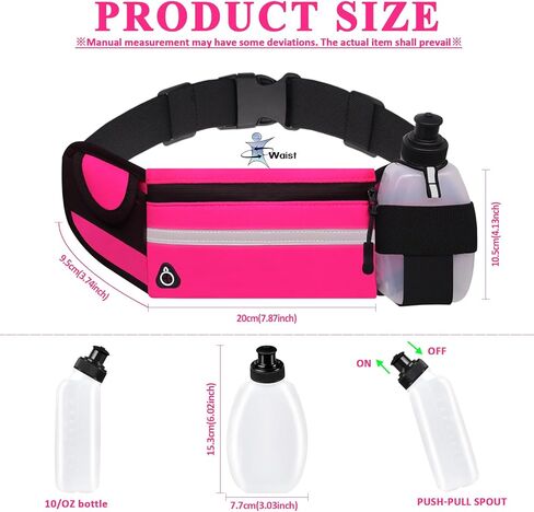 Running Belt with Water Bottle Holder, Plus Size Designer Waterproof Fanny Pack for Women Girls Kids iPhone Cell Phone Pouch, Waist Bag for Hiking,Runner,GYM,Workout,Sport Bum Hip Bags Pink in Kuwait